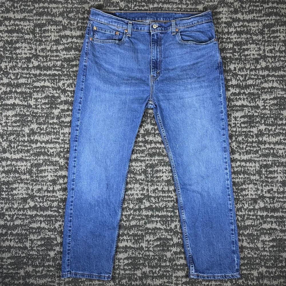 Levis 505 Regular Fit Jeans Mens 38x30 Blue Medium Wash Straight Leg Stretch
